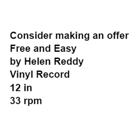 Free and Easy by Helen Reddy Vinyl Record 12 in 33 rpm LP Album - Picture 2 of 3